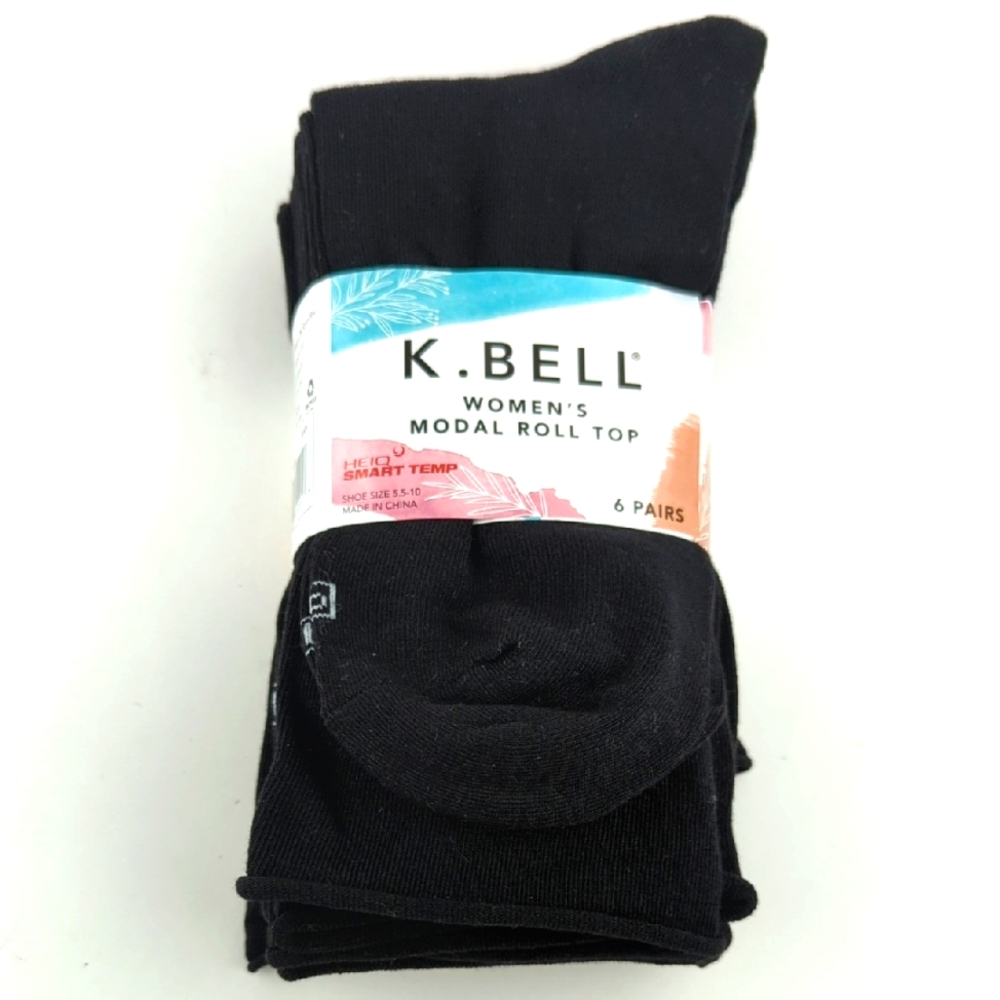 K. Bell Women's Modal Roll Top Socks 6 Pairs